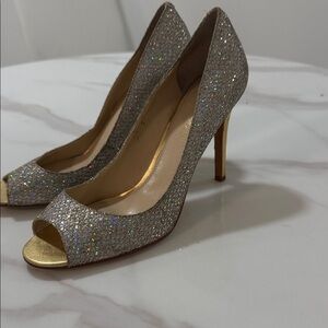 Enzo Angiolini Silver Glitter Heels